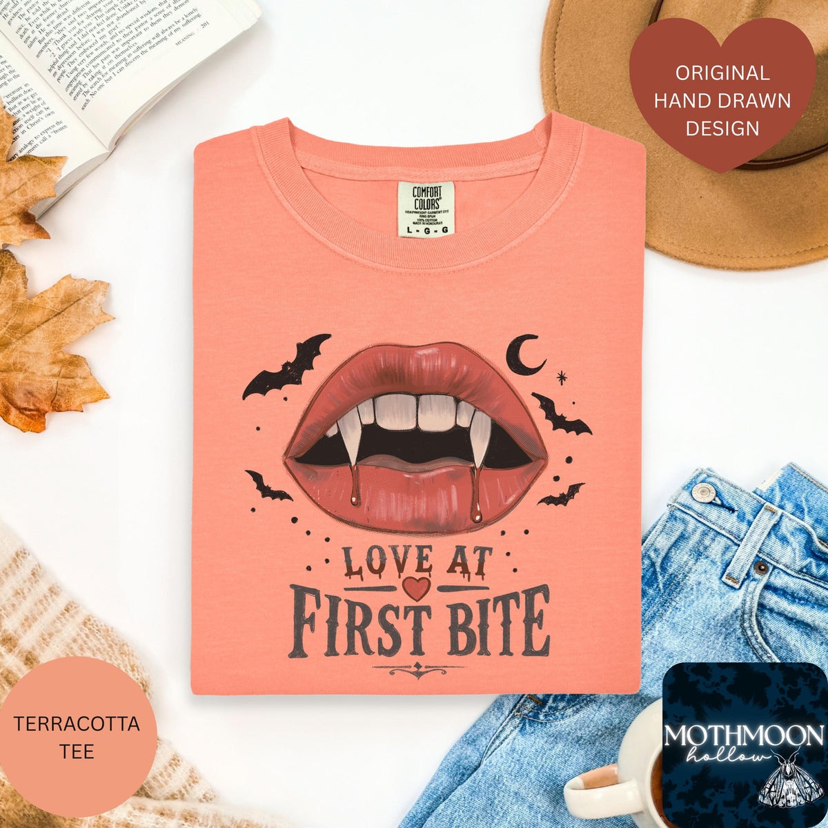 Love At First Bite Shirt, Vampire Lips Tee, Retro Halloween Shirt, Gothic Romance Tee, Spooky Bat Shirt