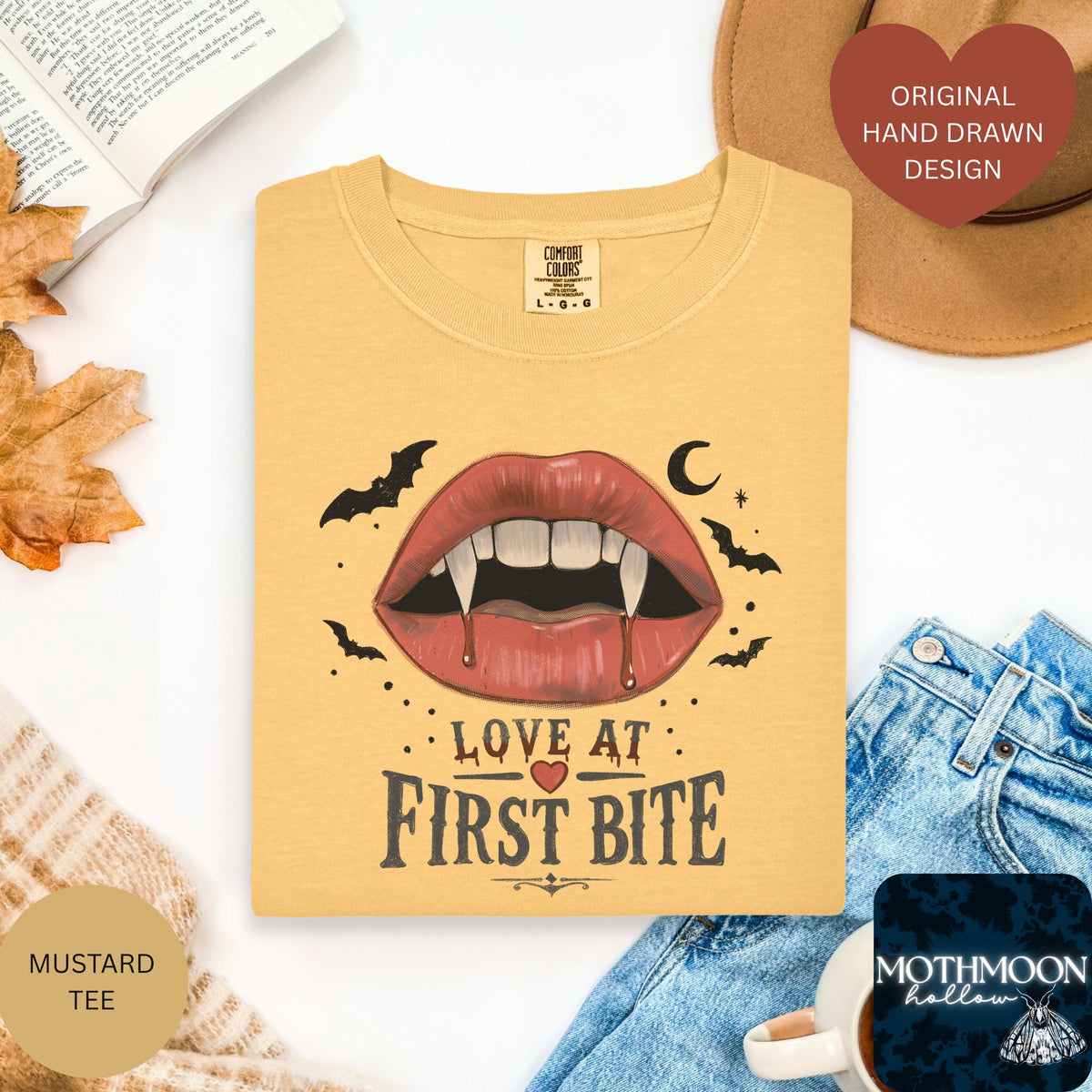 Love At First Bite Shirt, Vampire Lips Tee, Retro Halloween Shirt, Gothic Romance Tee, Spooky Bat Shirt